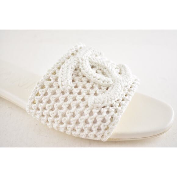 Chanel 24M White Crochet Knit Coco Beach CC Logo Mule Slide Slip Flat Sandal 41 - Picture 6 of 16
